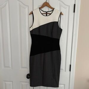 White House Black Market Black and White Sheath Midi Dress